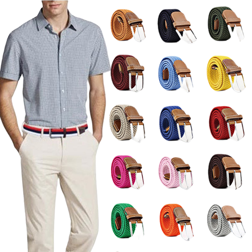 Cinturón elástico tejido para hombre para mujer tela elástica multicolor cinturones trenzados lona | eBay