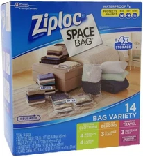 Ziploc Space Bag 14 Bag Variety - 14pc 4-M, 4-L, 3-XL Cubes, 3-Trvl