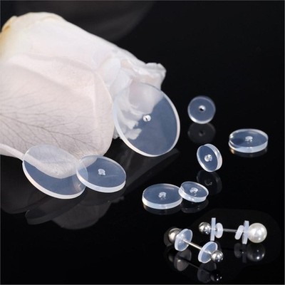 50pcs 3/5/7/9/12 Mm Clear Silicone Earrings Backs Ring Stopper Earlobe Support P