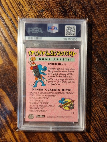 1993 Skybox Simpsons Promo Cards Itchy & Scratchy #P3 PSA 7 - Bild 2 von 2