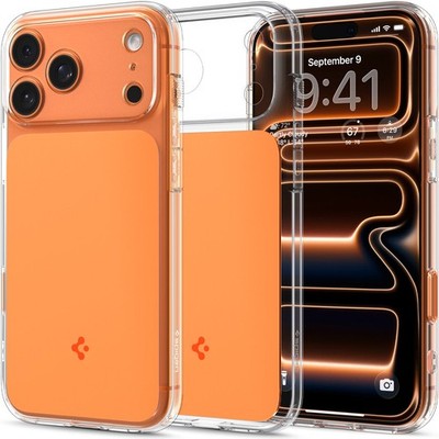 Handyhülle für iPhone 17 Pro Max Spigen Case Cover Etui Hülle Transparent-Orange