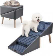 Ottoman Dog Ramp Stairs Couch  Bed 17" Foldable Pet Stairs 2-in-1 Dog Stairs
