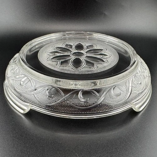 Vintage Anchor Hocking Sandwich Depression Glass Punch Bowl Base 6.75" Clear