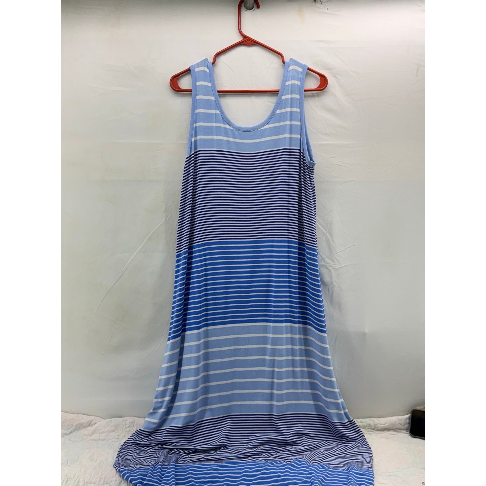 Calvin Klein women’s blue & white striped L sun dress thumbnail 2