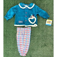 Vintage 90s Disney Babies Pants Set Girls Size 12 Months Blue Pink Minnie Mouse