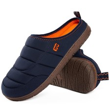 Mens Slip on Slippers Two-Tone Indoor Outdoor House Shoes Memory Foam Camping...