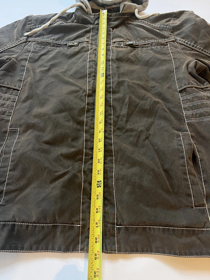 Buckle BKE Jacket Men's XL Hooded Brown Faux Leather Quilted Lined Motorcycle - Image 4 of 4