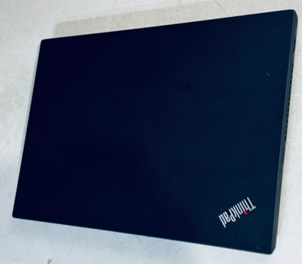 Black Lenovo ThinkPad P14S Gen 2 Touch with Ryzen 7 Pro 5850U, 32GB RAM, and red Lenovo logo on lid.