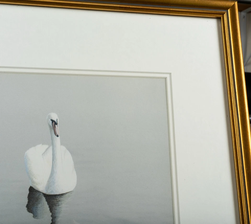 Vintage Signed Painting, Swans and Cygnets, G. Dupont, 1995. Finely Done - Image 4 of 4