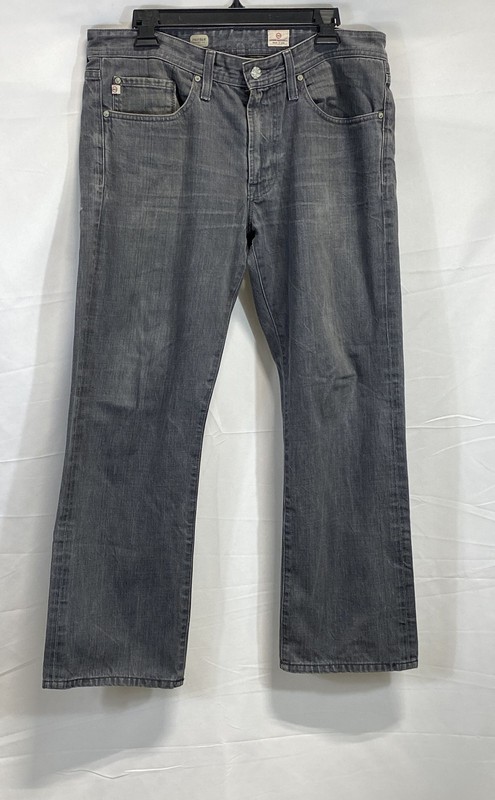 AG Adriano Goldschmied Men's Gray Straight Leg Faded Jeans Size 34x28