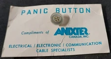 Vtg Adv Promo Panic Button Lapel Pin - ANIXTER Canada -Electronic Communication 