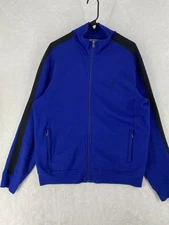 Polo Ralph Lauren Track Jacket Mens Large Blue Black Striped Full Zip Fleece