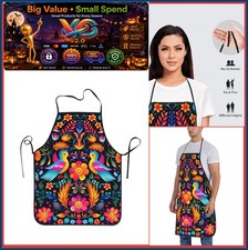 Holiday Bib Apron 28.3 x 20.4 Inch Polyester Floral Adjustable Washable Kitchen