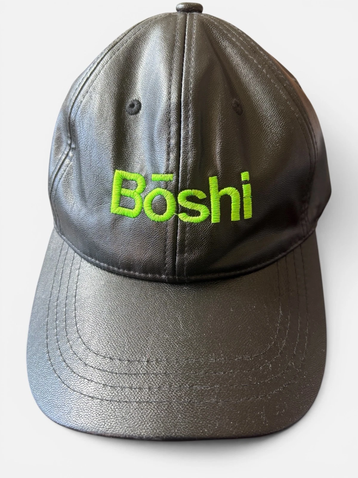 Black Faux Leather adjustable cap, "Boshi" (Hat in Japanese)
