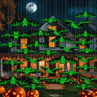 Halloween Deko Outdoor, 24 StüCk Halloween Fledermaus Leuchtend HäNgende Wasserd