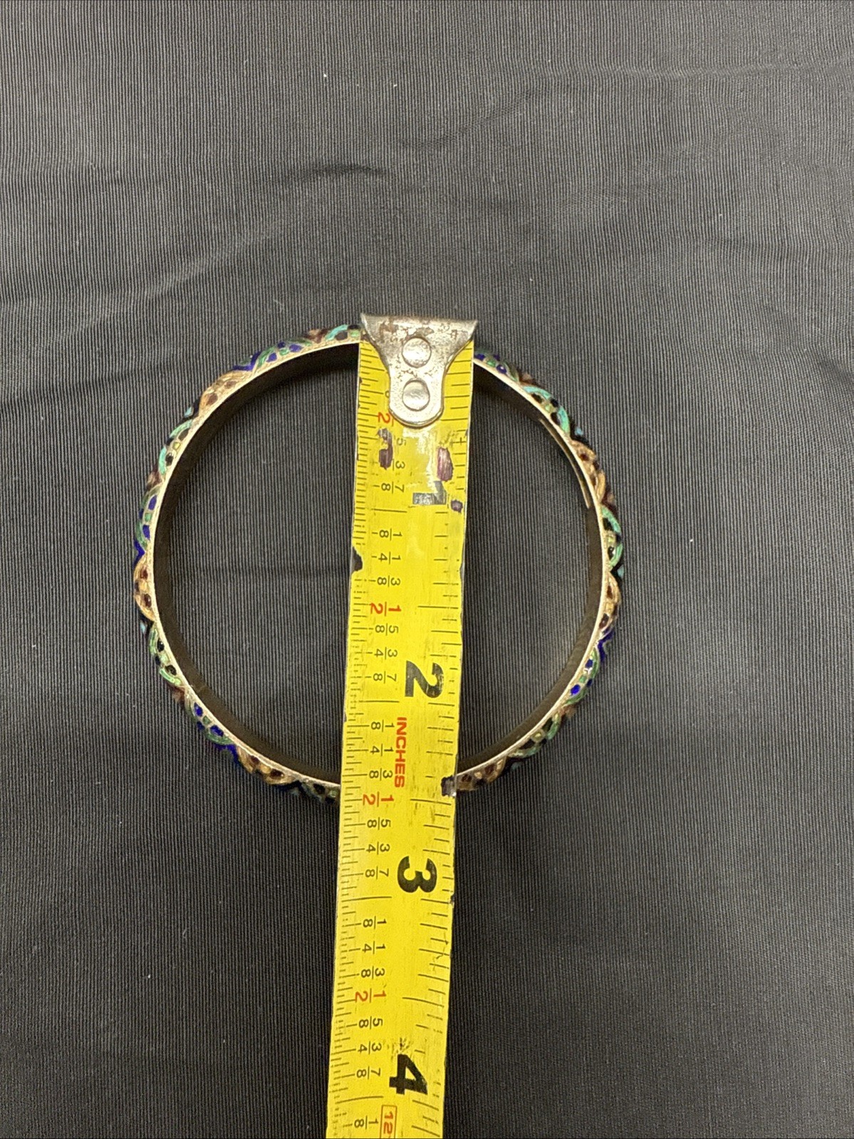 Colorful Bangle Bracelet Flower Pattern Gold Tone - image 5