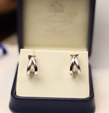 Solid 18ct White Gold Vintage Stud Earrings Matt And Gloss Finish Hallmarked 18k