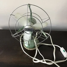 Vintage Caframo 10” Tri-Vane Green Table Fan – Tested – MCM Desk Fan