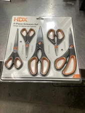 HDX 5 Pieces Scissors Combo Package Soft Handle Wave Pattern Black Orange