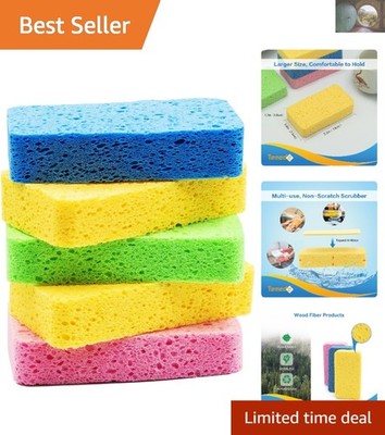 Eco-Friendly Non-Scratch Kitchen Sponges - 5 Colorful Heavy-Duty Scrubbers
