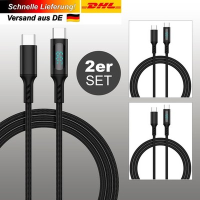 2x USB-C Schnellladekabel 60W mit LED Anzeige 1m Typ-C Lade- & Datenkabel Eaxus