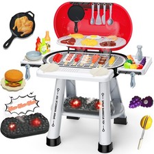 Play Kitchen Sets Toy for Toddlers 3-5 Indoor Outdoor Interactive Kids BBQ