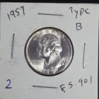 1957 Washington Quarter TYPE B REVERSE FS-901 BU Uncirculated 90% Silver Coin