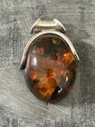 VINTAGE STERLING SILVER 925 BALTIC AMBER CABOCHON PENDANT — photo 7