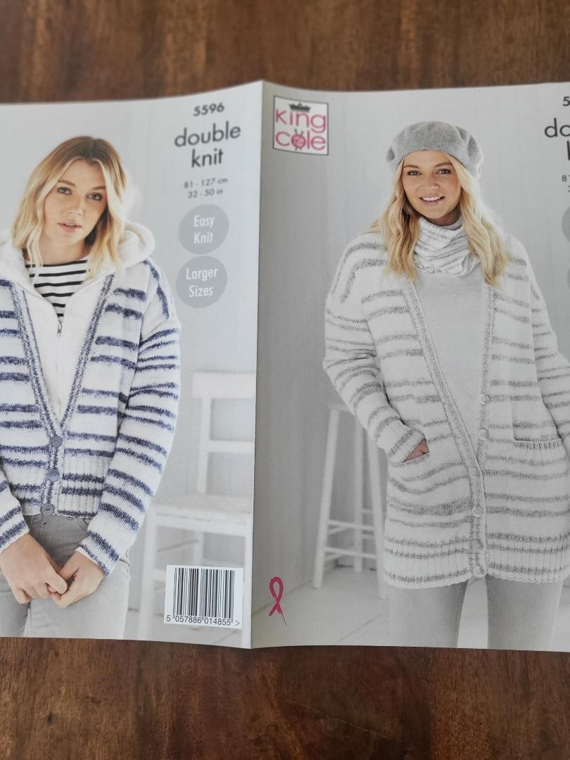 King Cole Double Knitting Pattern 5596 Easy Knit Cardigans and Cowl 81 - 127 cm