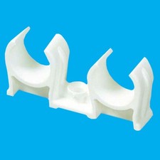 10x 15mm 5/8" Pipe Double Plumbing Central Heating Pipe Clips Snap-in Open White