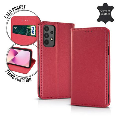 SMART PRO, Echt Leder, Tasche, Hülle, Case für Xiaomi Redmi 12C, rot