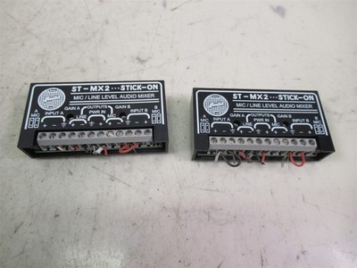 Lot of 2 Radio Labs ST-MX2 Stick-On Mic/Line Level Audio Mixers 