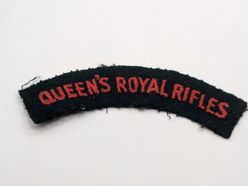 WW2 Era Queen's Royal Rifles Shoulder Title Patch Flash. British Military Army
