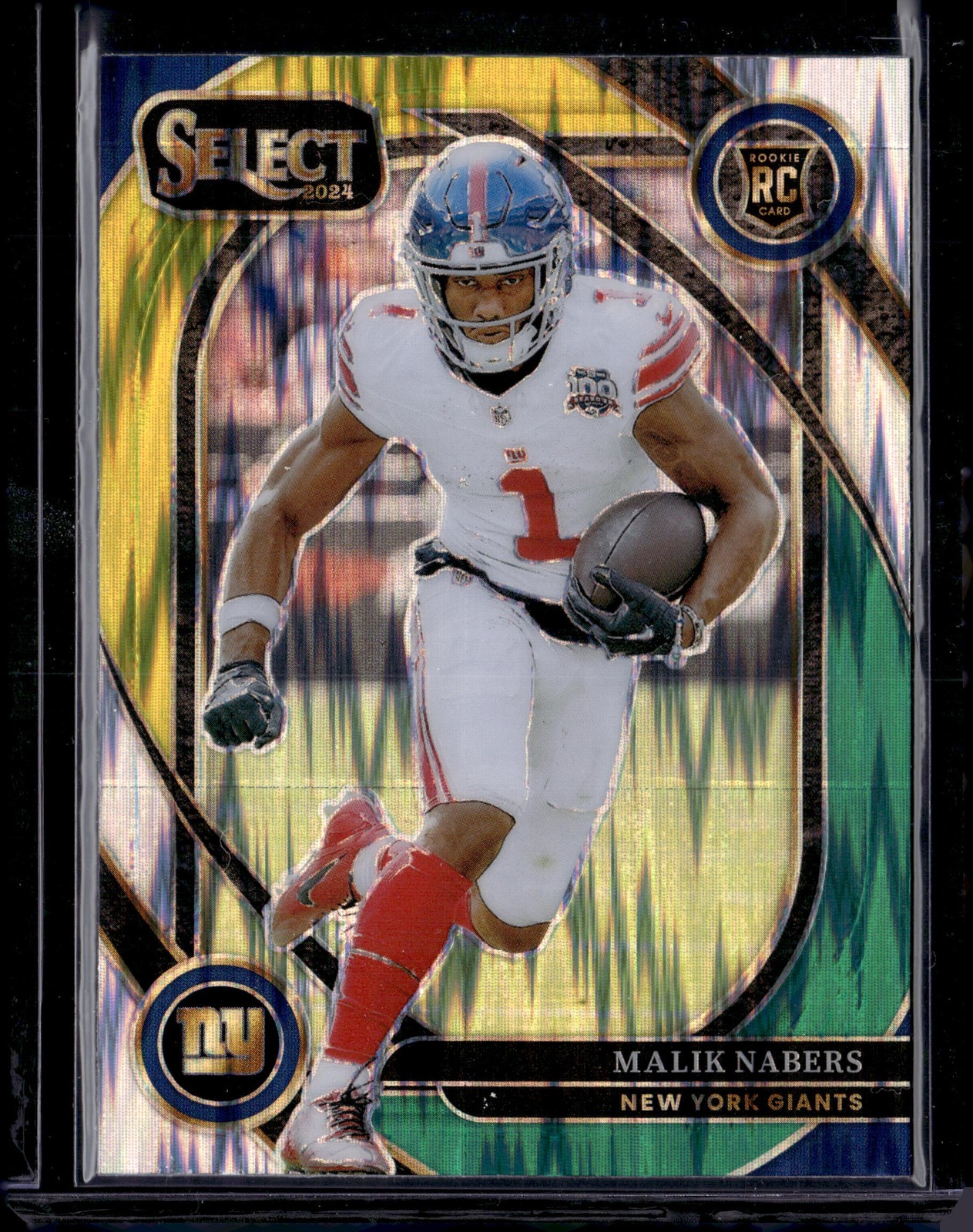 2024 Panini Select #220 Malik Nabers Green & Yellow Prizm Shock