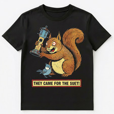 Backyard Birder Suet Raiding Squirrel Bird Feeding Unisex T-Shirt