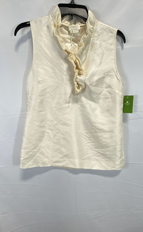 Kate Spade Women's Briella Top Clotted Cream 100% Silk Ruffle Blouse Sz XS NWT