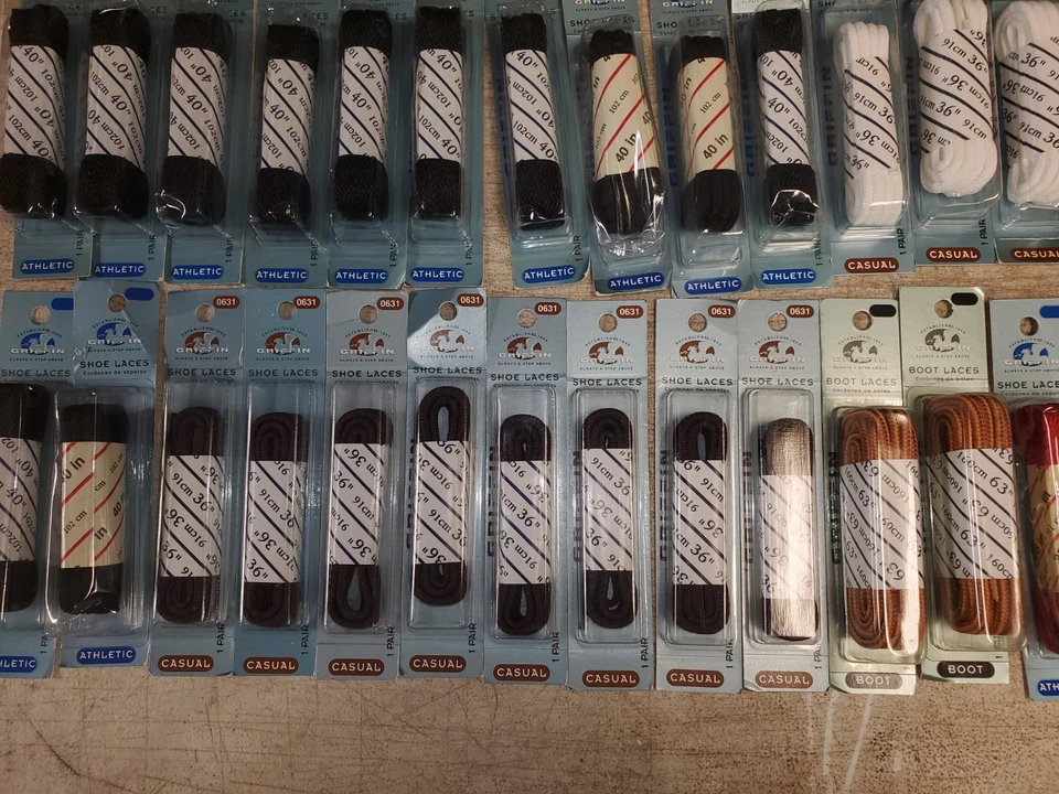 100 Pares NOS De Colección Zapatos Bota Cordones Griffin Varias Longitudes Colores Rojo Negro  Foto 3 de 4