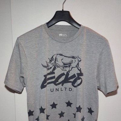 ECKO UNLTD T-Shirt Herren L Grau Rhino Logo Vintage Top Zustand