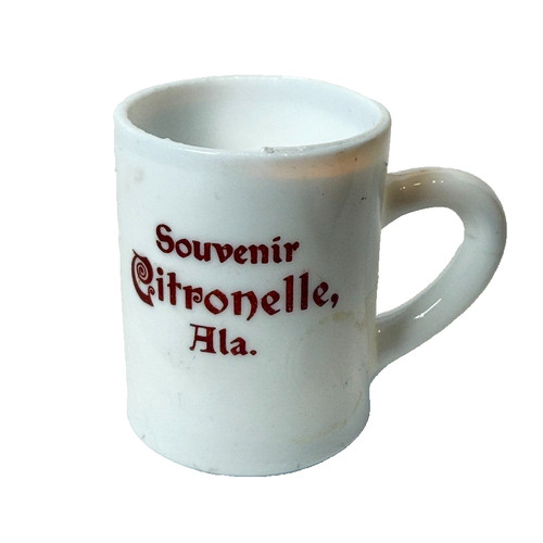 CITRONELLE AL ALABAMA ANTIQUE DEPRESSION MILK GLASS Souvenir TRINKET CUP MUG