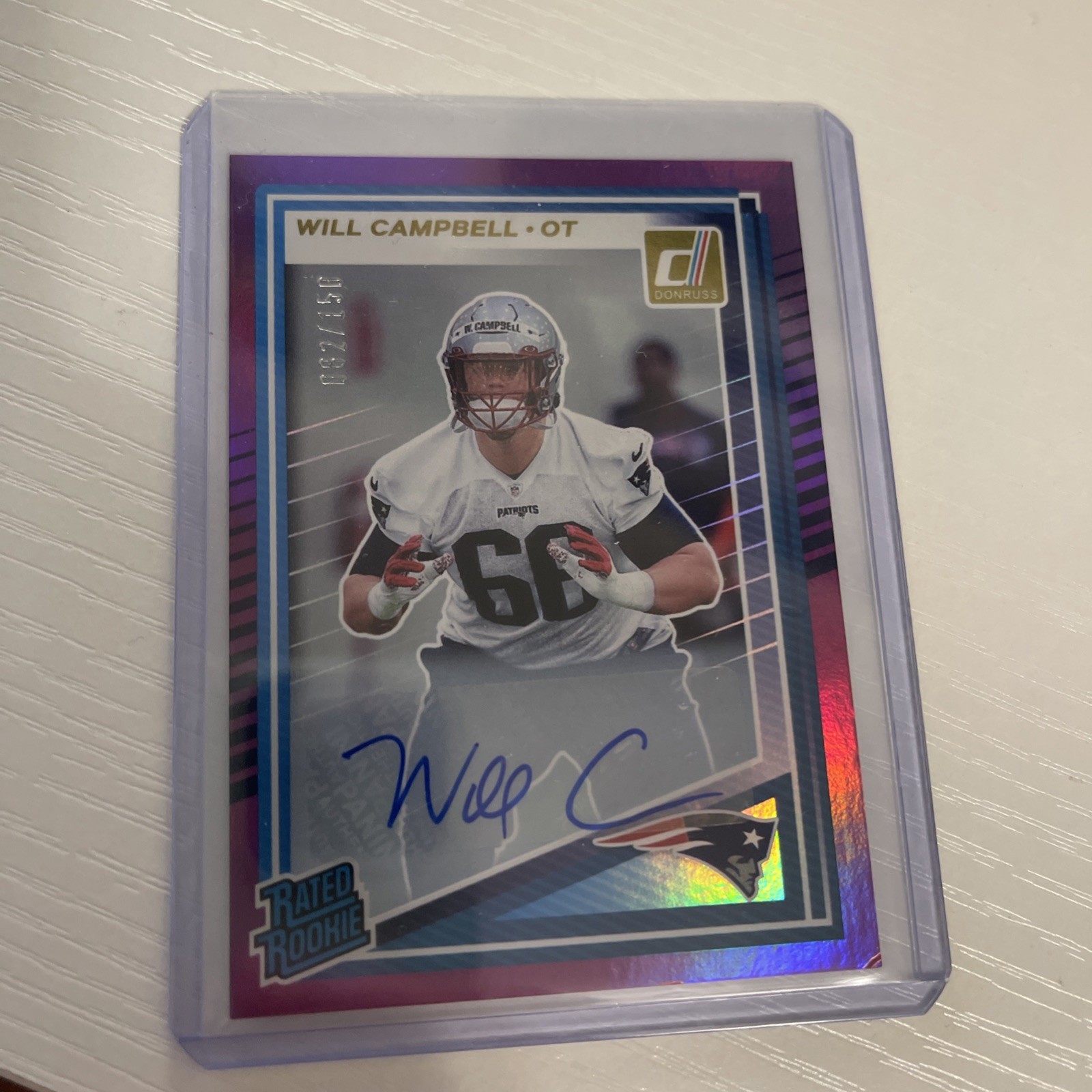 2025 Donruss Will Campbell Purple Press Proof Rated Rookie Auto /150 (RC, AU)