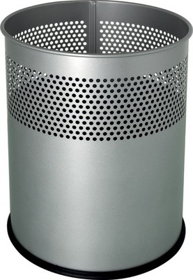 helit Stahl Papierkorb mit Lochdekor 15 Liter silber
