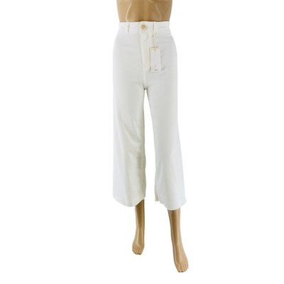 MANGO Girls White Loose Wide Leg Fit Cropped Jeans XS W23