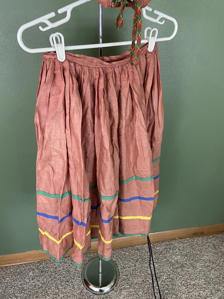 Hecho a mano DE COLECCIÓN Bohemio Folclórico Halloween Teatro Falda Disfraz 25” Cintura Corsé Foto 3 de 4