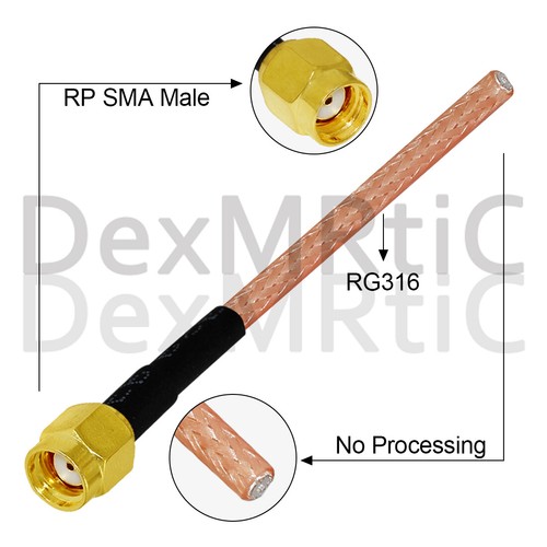 1PC SMA Wtyczka / Gniazdo / RP Gniazdo wtyczkowe RG316 Kabel Inny koniec Odsłonięty / Widelec Lutowanie 6" - Zdjęcie 9 z 14