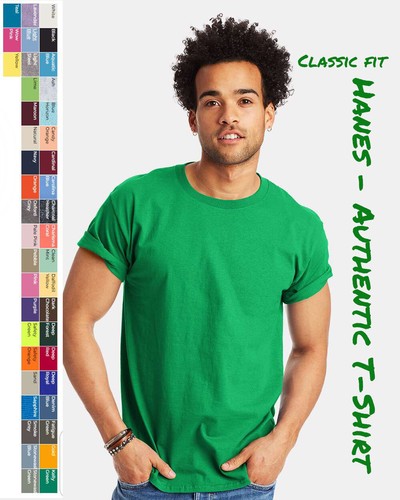 Hanes 5250 Mens Short Sleeve Authentic 100% Cotton Crew Neck Stylish T ...