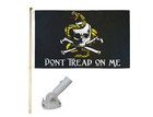 5' Wood Flag Pole Kit Nylon White Bracket 3x5 Gadsden Pirate Polyester Flag