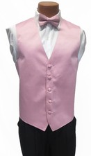 Large Mens Pink Bellini Zelente Wedding Prom Formal Fullback Tuxedo Vest w/ Tie
