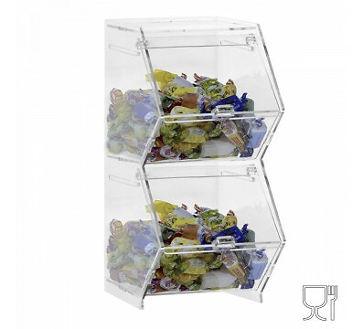 E-659 PCR-B Porta caramelle da banco o da parete in plexiglass trasparente CON