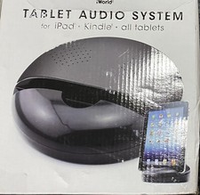 iWorld Tablet Audio System Holder iPad Kindle All Tablets Black Audio Electronic