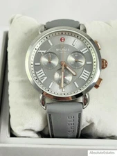 Michele Sporty Sport Sail Silver & Rose Gold Grey Watch MWW01P000011 NWOT Refurb